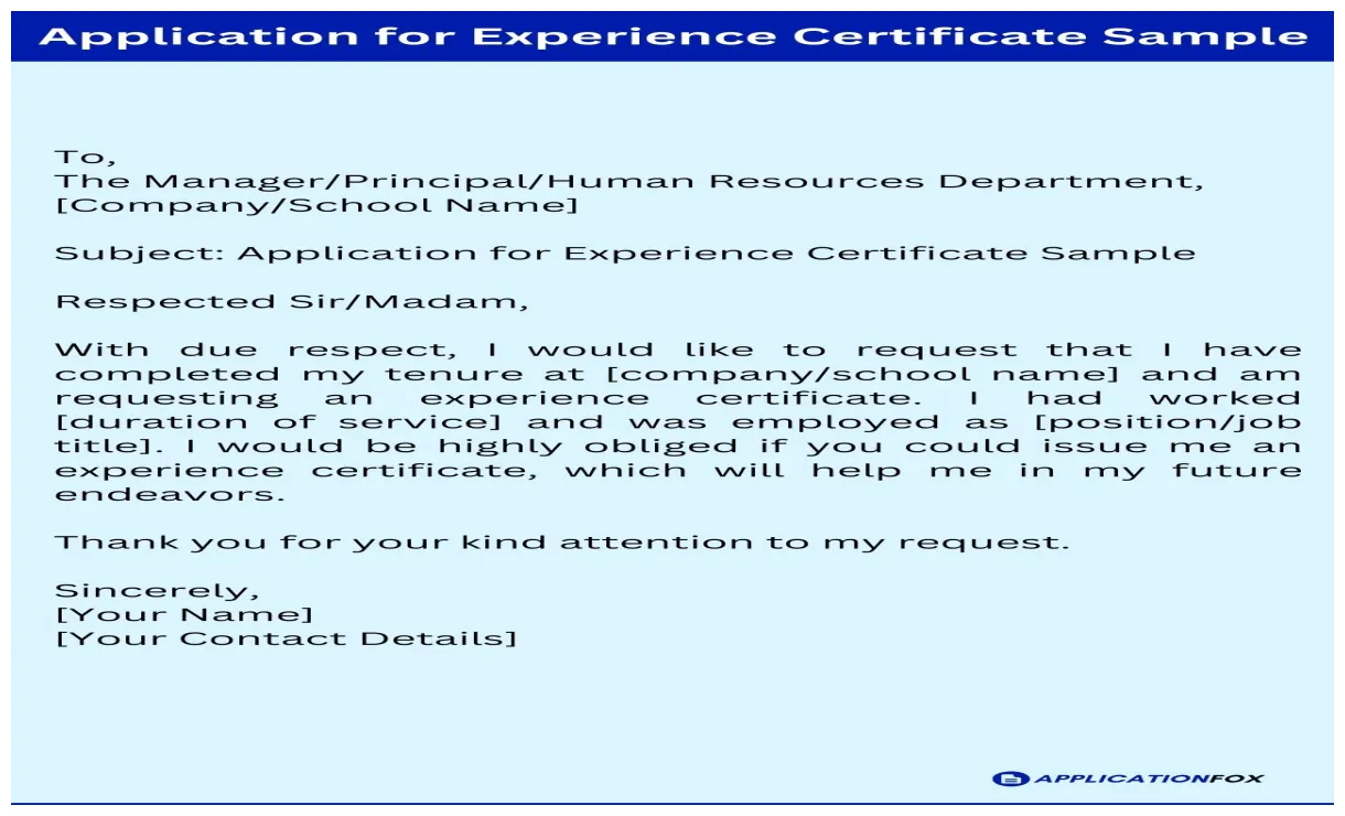 7 samples application for experience certificate