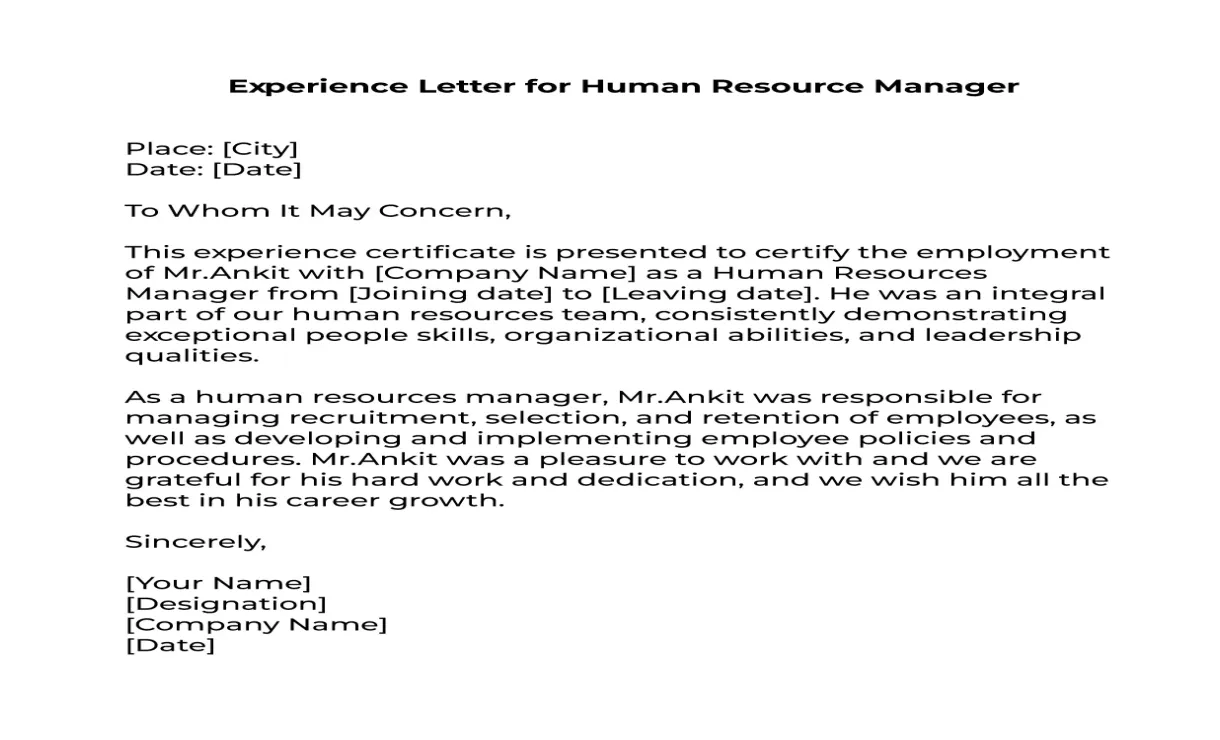 Work experience certificate format in word & pdf samples