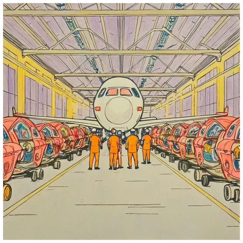 Airplane factory assembly line Coloring Page | Free Printables | Tiny