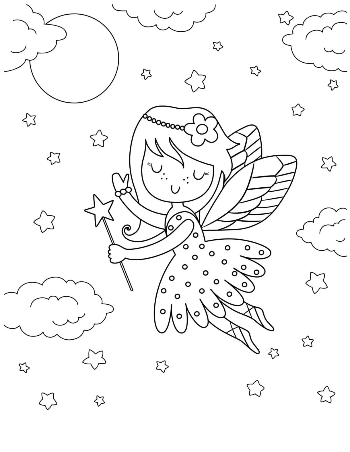 Little fairy flying coloring page download, print or color online for printable coloring page