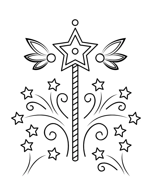 Printable fairy wand coloring page