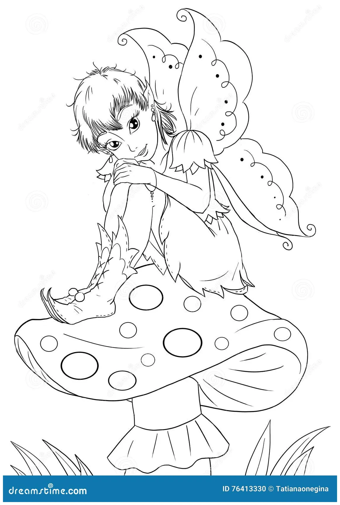 Sitting fairy stock illustration. Illustration of creature - 76413330