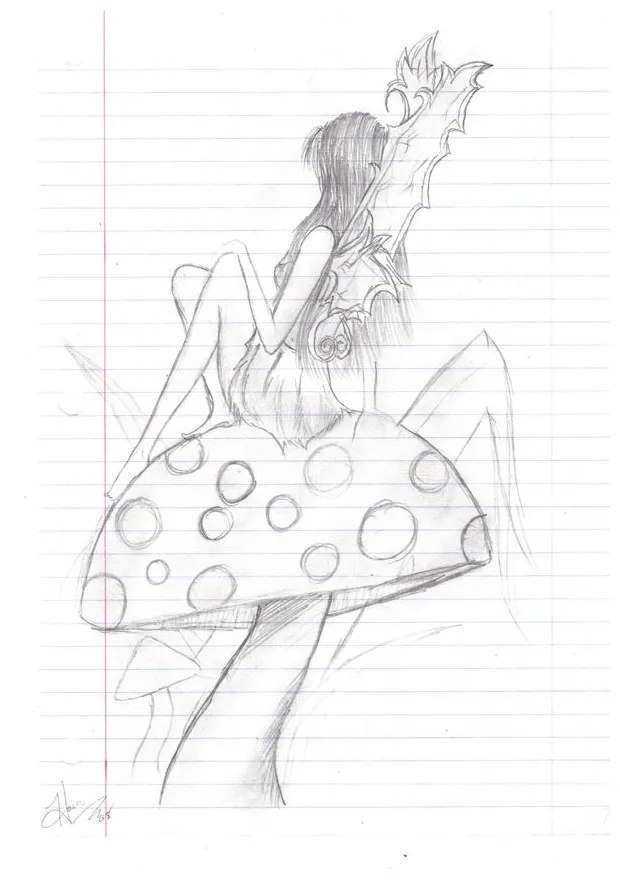 Fairy Sitting On Mushroom by hachimomochan on DeviantArt