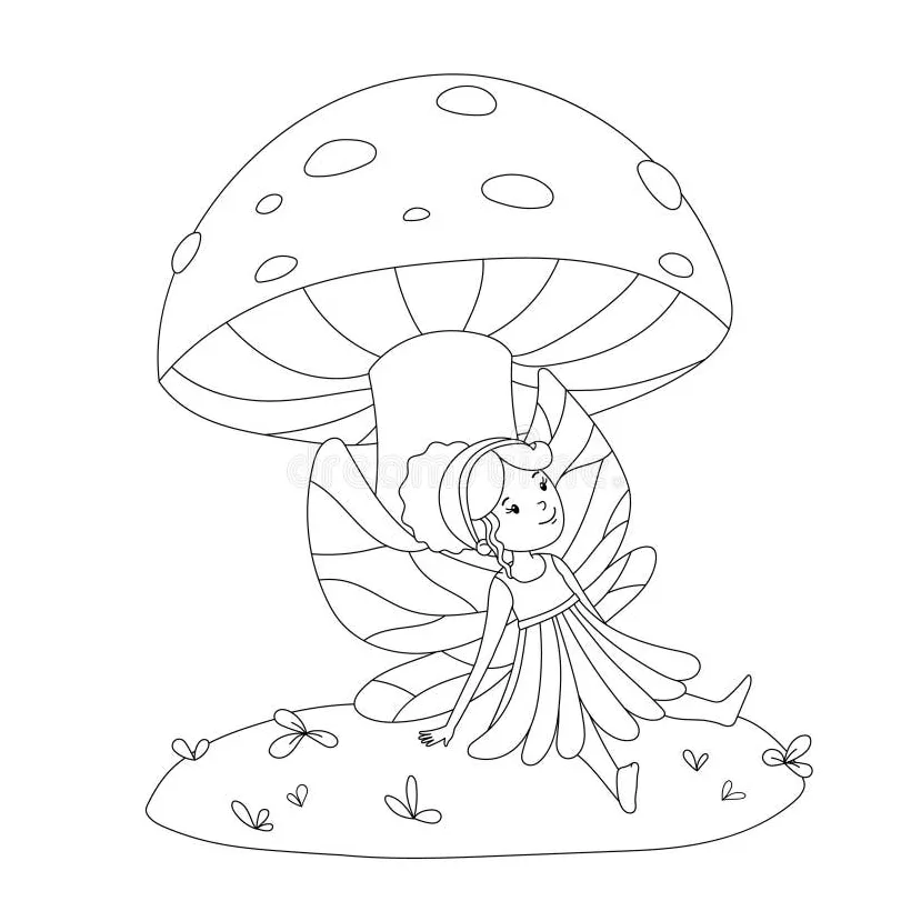 Fairy Mushroom Coloring Stock Illustrations – 611 Fairy Mushroom