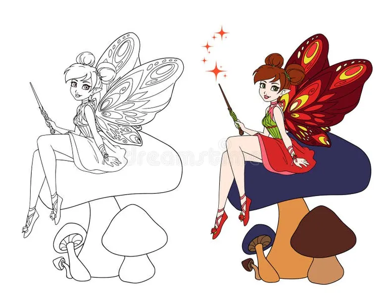 Fairy Mushroom Coloring Stock Illustrations – 546 Fairy Mushroom