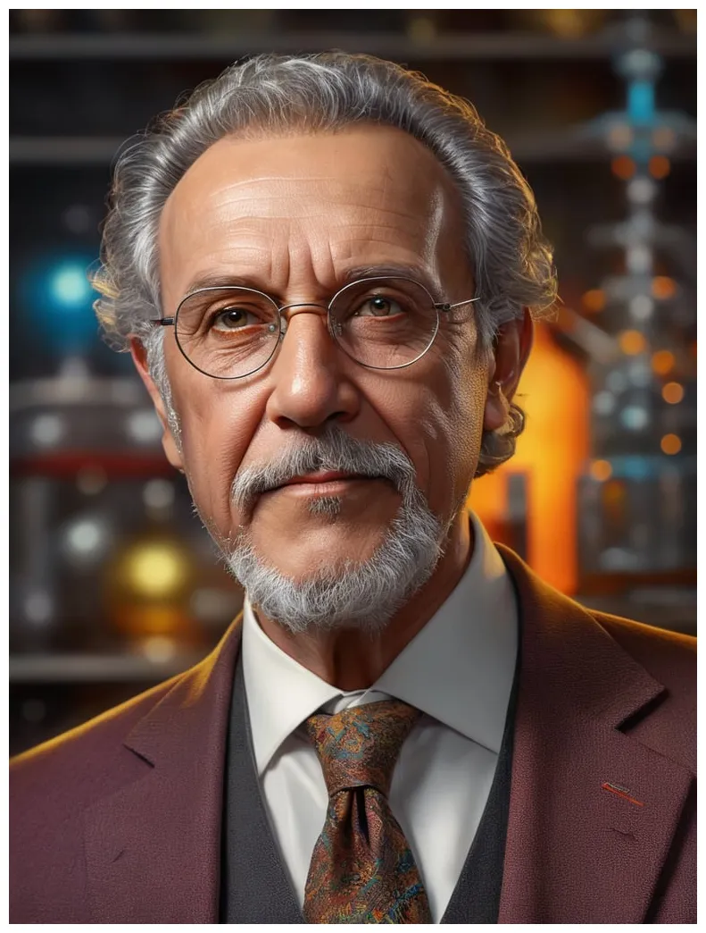 Premium free ai s half bust portrait of famous scientist bright