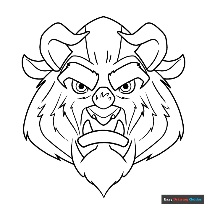 The Beast from Beauty and the Beast Coloring Page | Easy Drawing Guides