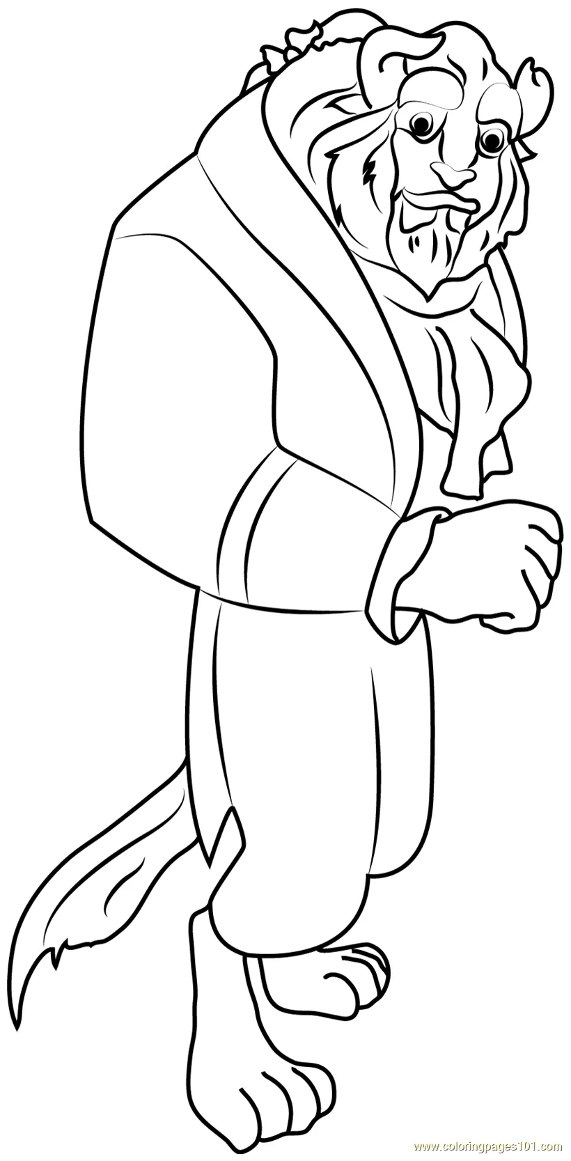 Character beast coloring page for kids free beauty and the beast