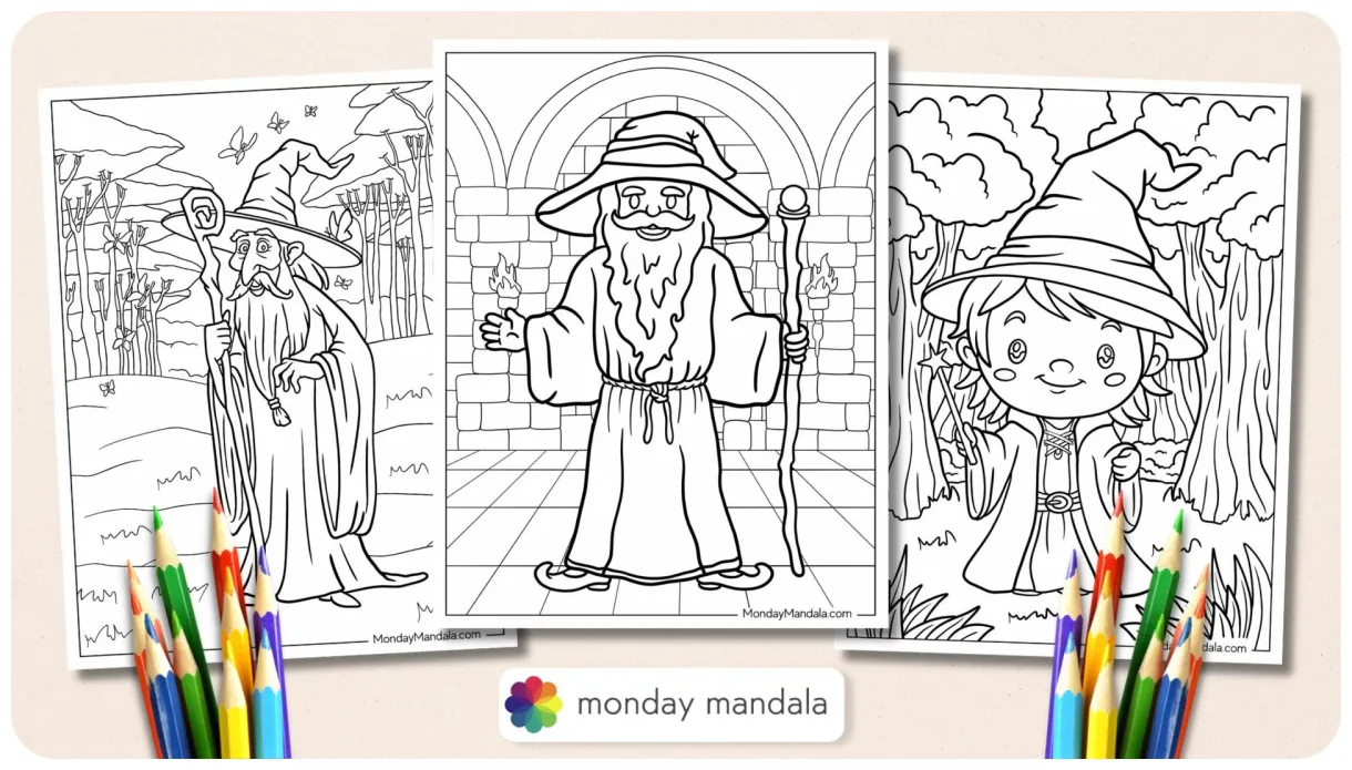 20 wizard coloring pages free pdf printables