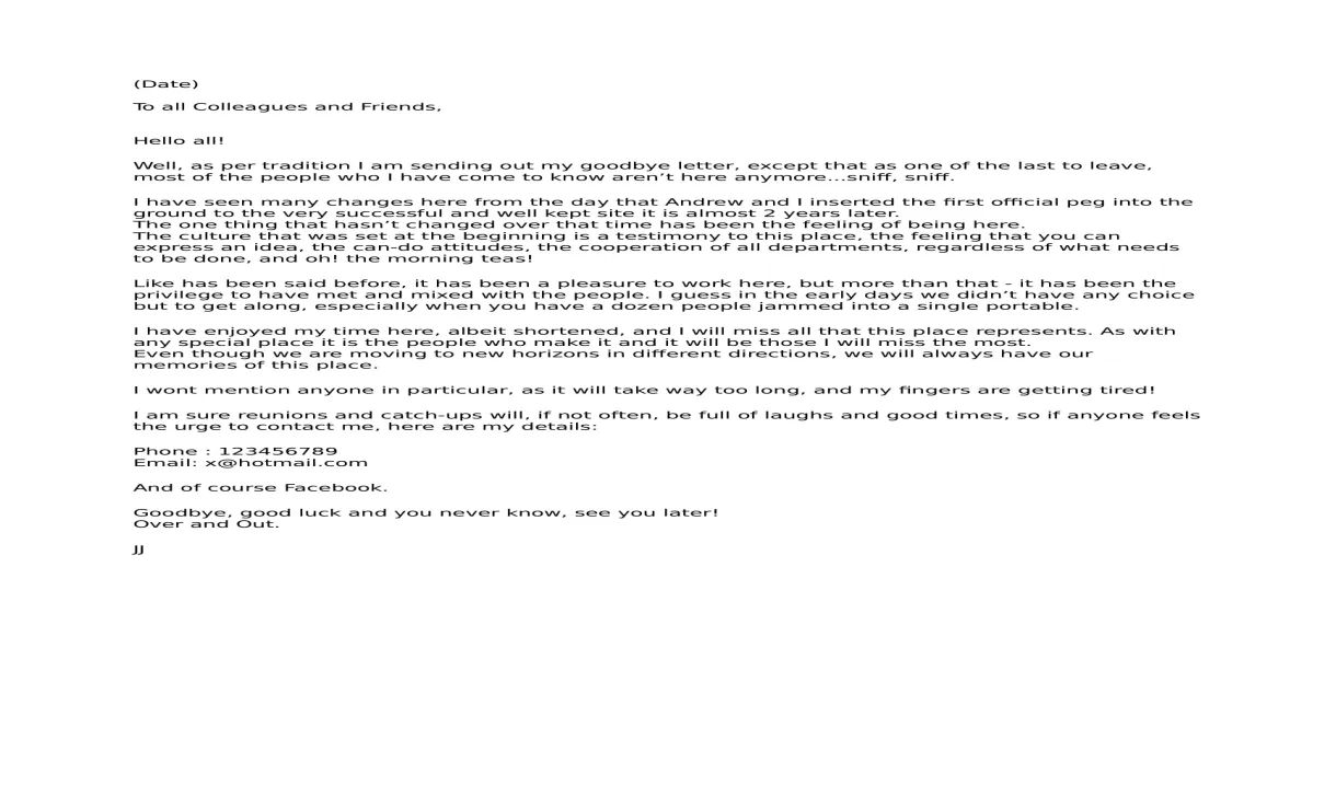 Unique Tips About Touching Farewell Letter To Colleagues Examples