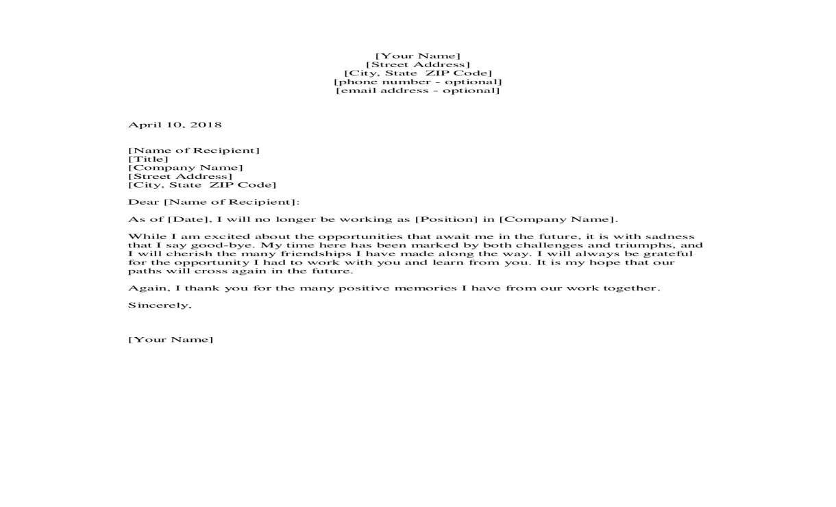 Farewell Letter To Colleagues Sample Template - Design Talk