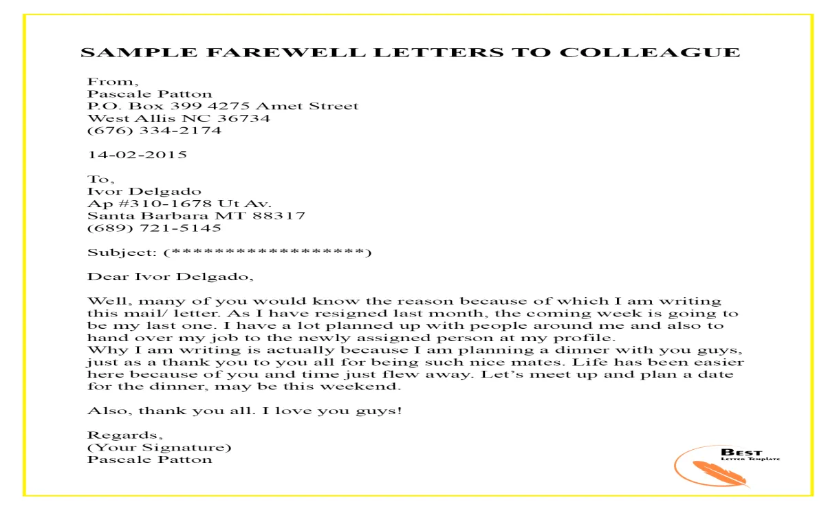 SAMPLE-FAREWELL-LETTERS-TO-COLLEAGUE – Best Letter Template