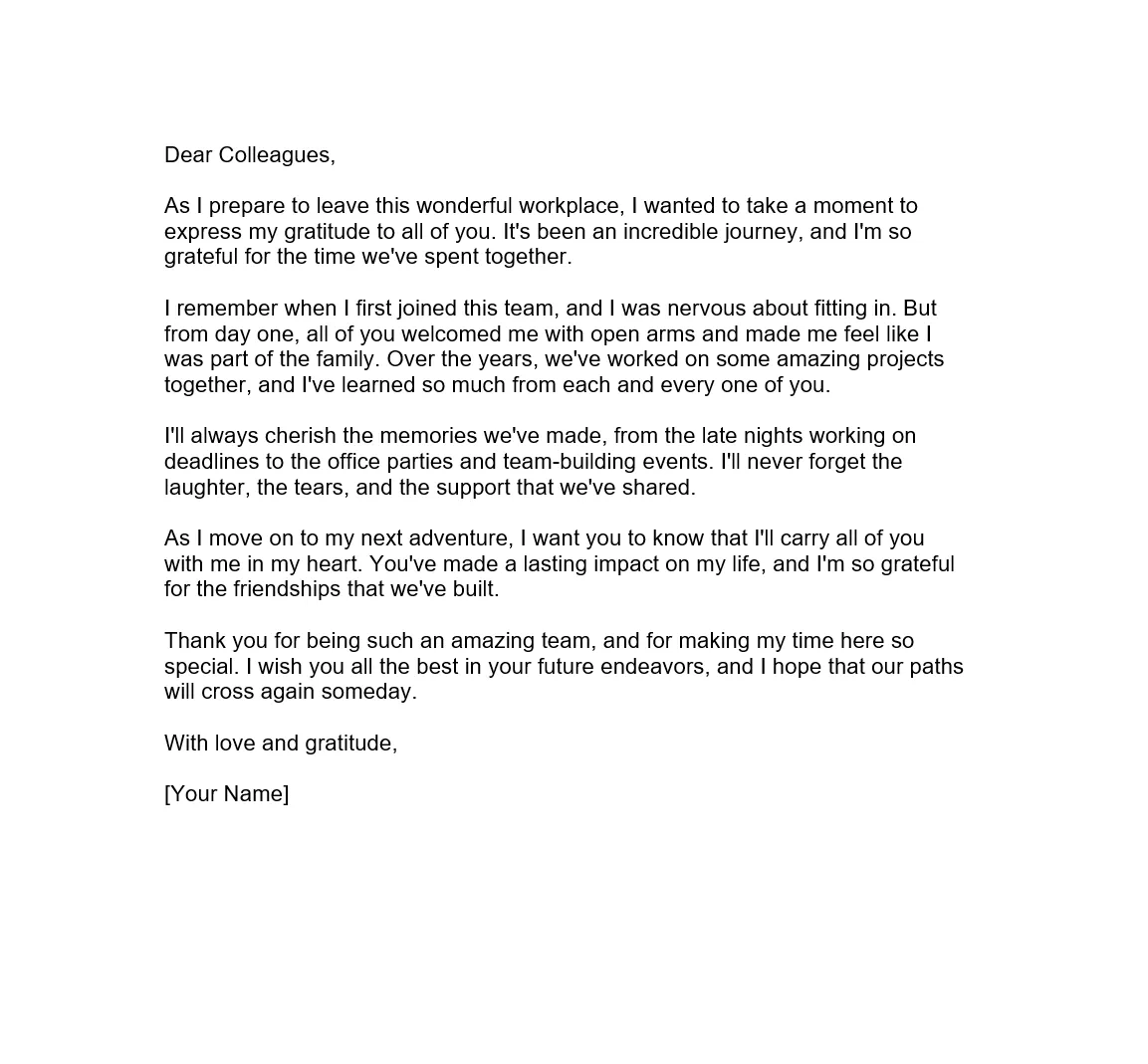 Touching Farewell Letter to Colleagues | Forms - Docs - 2023