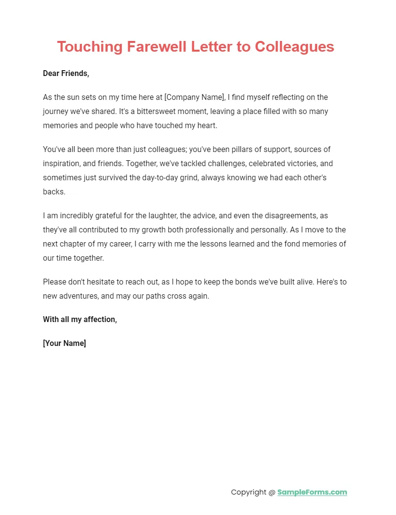 FREE 9+ Farewell Letter to Colleagues Samples, PDF, MS Word, Google Docs