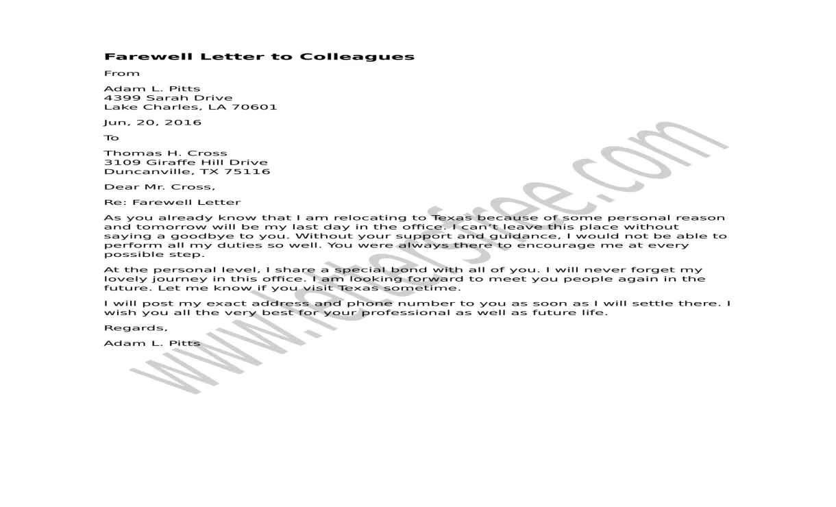 Free sample farewell letter to colleagues docx 64kb 1 page s – Artofit