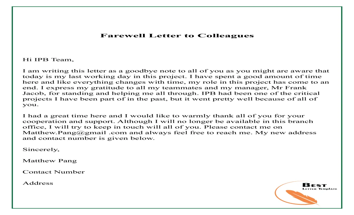 Farewell Letter to Colleagues-01 – Best Letter Template