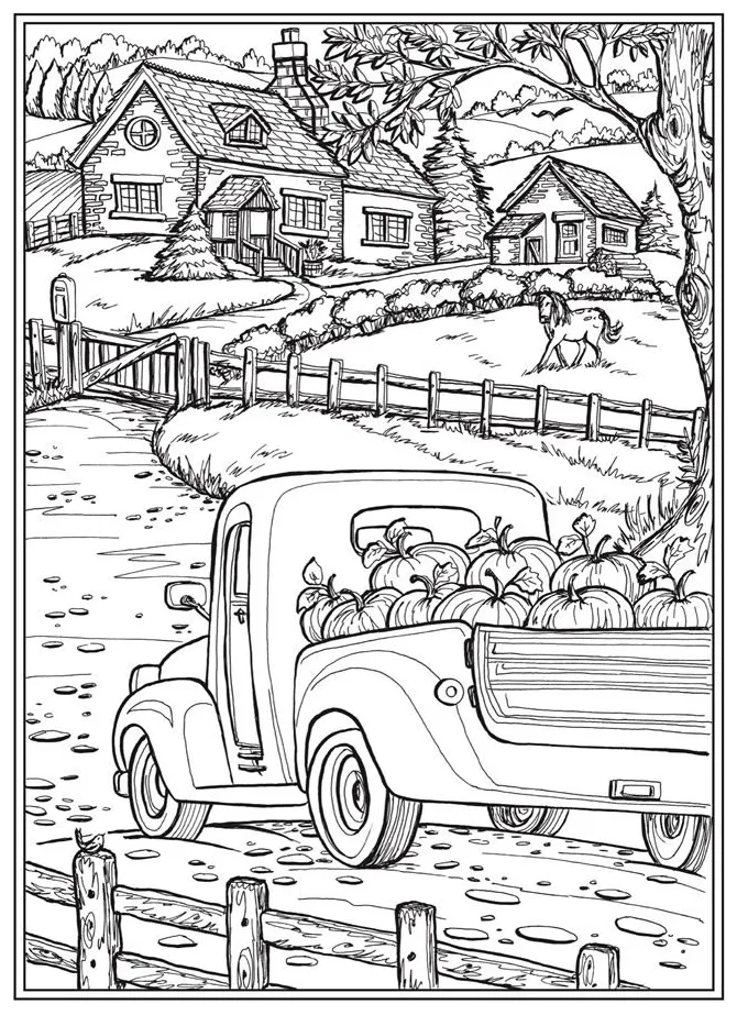 Farm Scene Coloring Page