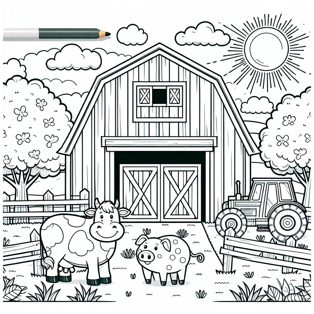 Farm Scene Coloring Pages For Kids [2025]