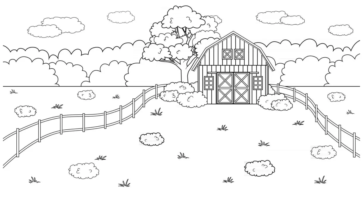 Farm Scene Countryside Coloring Sheets Farm Coloring