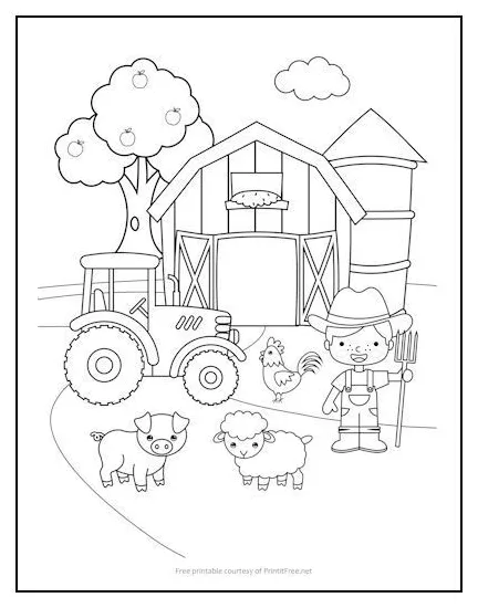 Life on the farm is a lot more fun when you have a coloring page to