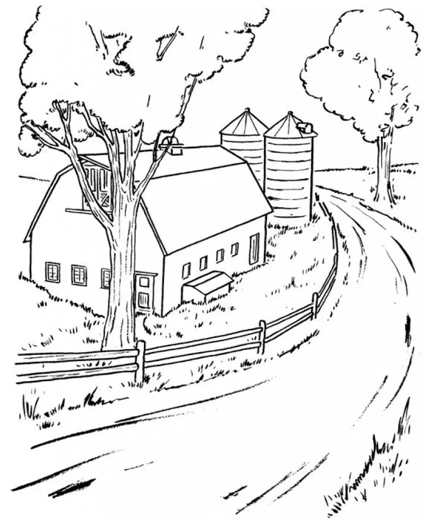 Farm Scene Coloring Pages at GetColorings.com | Free printable