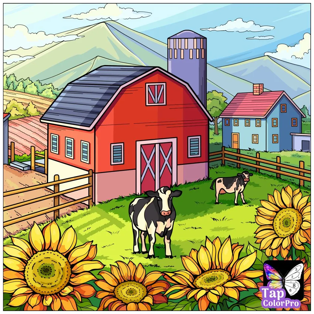 Farm Scene Coloring Page