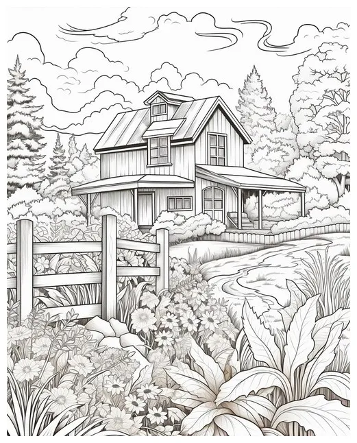 Farm Scene Coloring Page | Premium AI-generated image