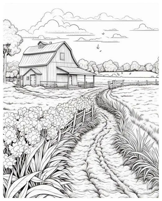 Farm Scene Coloring Page | Premium AI-generated image