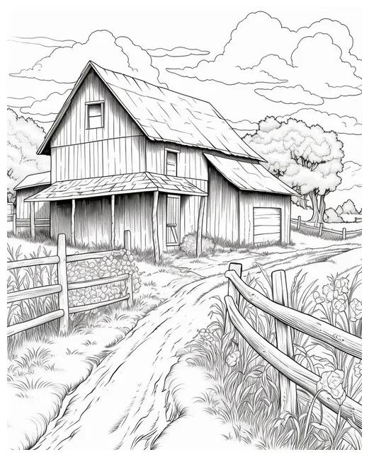 Farm Scene Coloring Page | Premium AI-generated image
