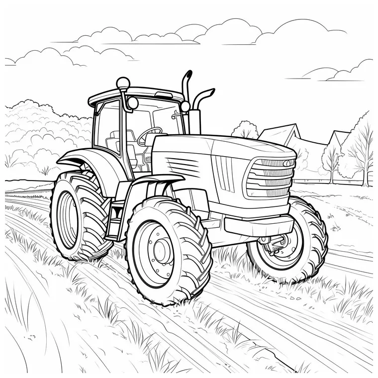 Premium tractor fun on the farm engaging coloring page for