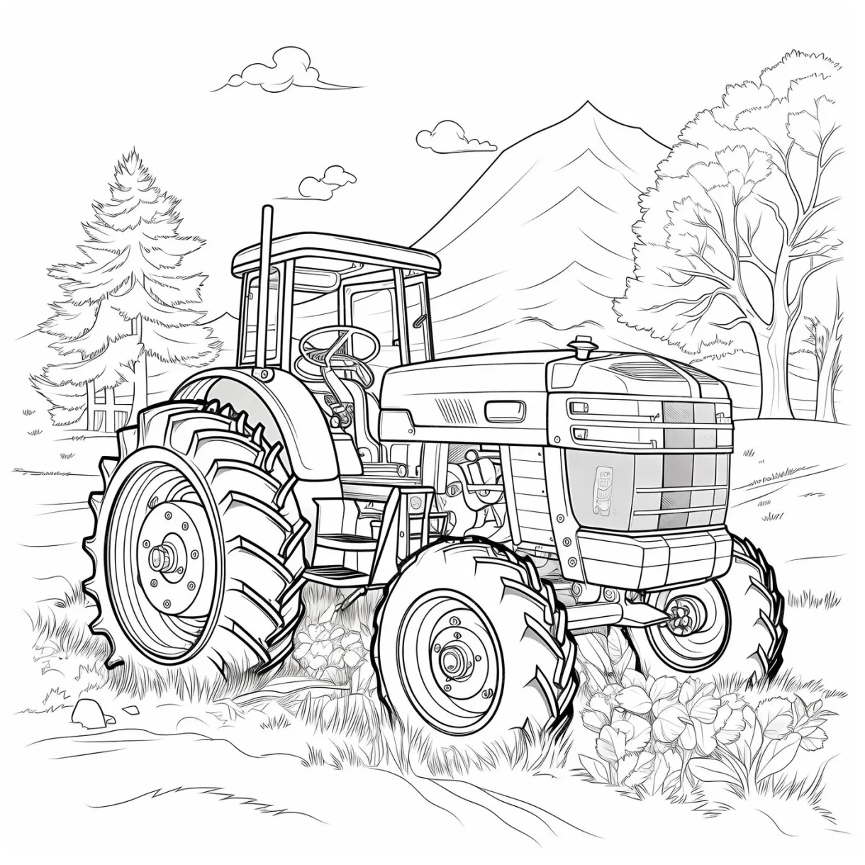 Premium ai on the farm black and white coloring page a simple