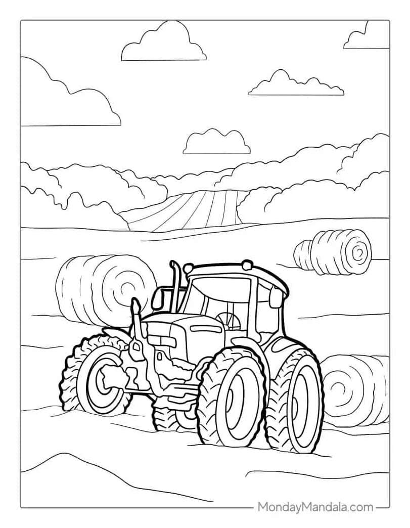 Little alexander farm crush tractor coloring pages