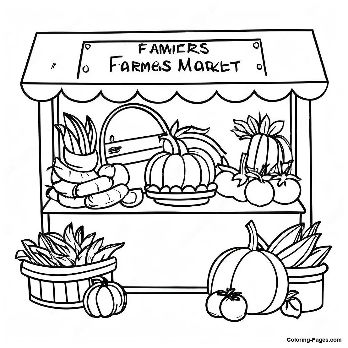 Colorful farmers market stall coloring page coloring-pages