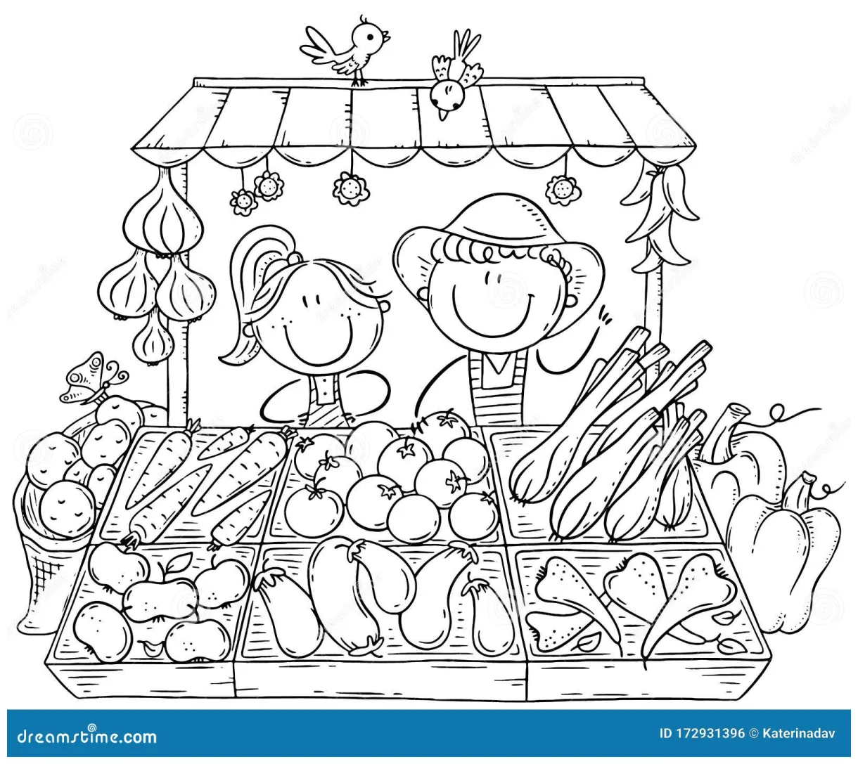 Farmers market coloring sheet printable coloring page