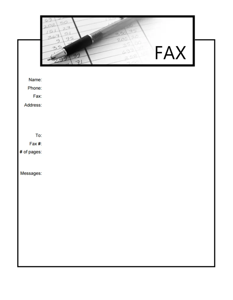Fax cover sheet