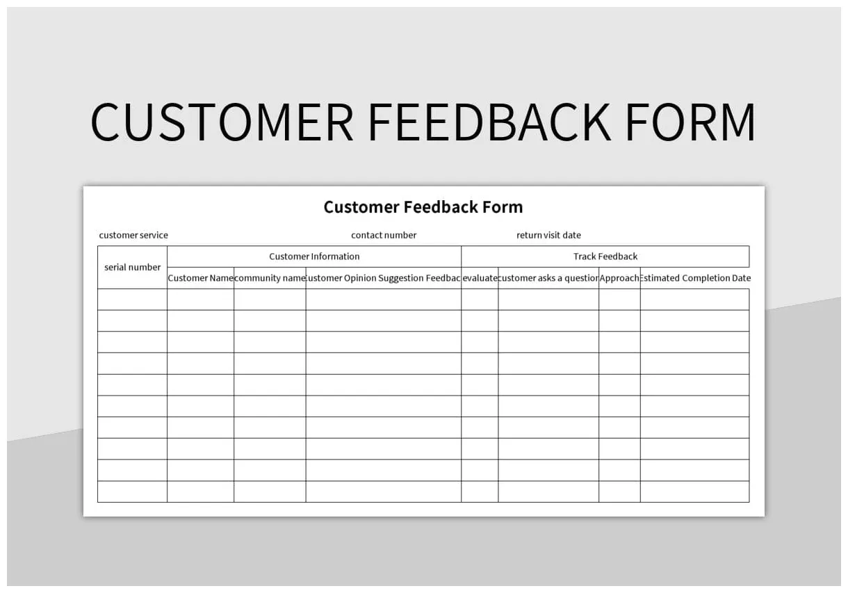 Customer feedback form excel template and google sheets file for free