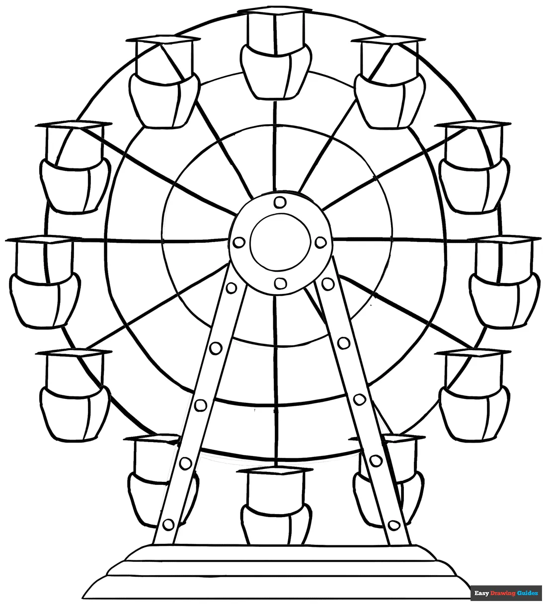 Ferris Wheel Coloring Page | Easy Drawing Guides