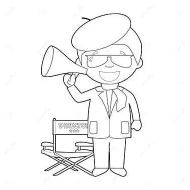 Easy Coloring Cartoon Vector Illustration of a Filmmaker Stock Vector