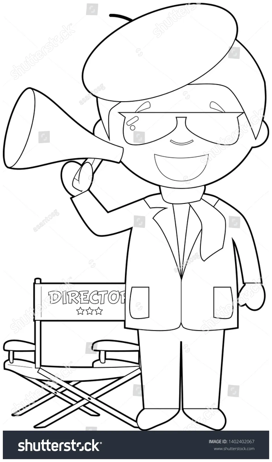 Easy Coloring Cartoon Vector Illustration Filmmaker Stock Vector