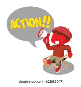 Red boy movie director yelling action stock illustration 602883047