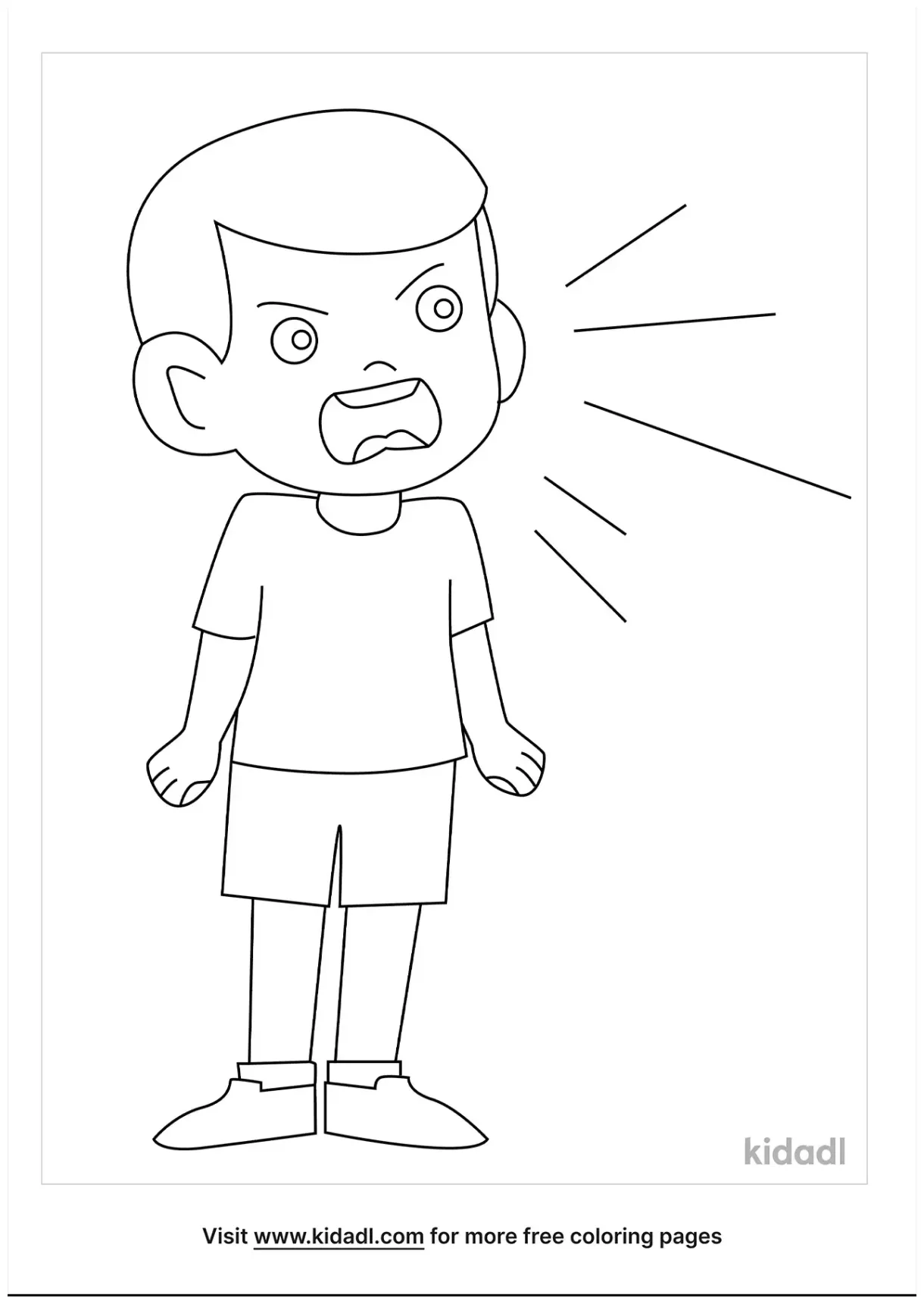 Free yelling children coloring page coloring page printables kidadl printable coloring page