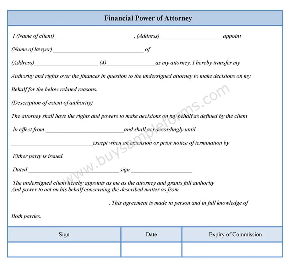 Financial Power of Attorney Form