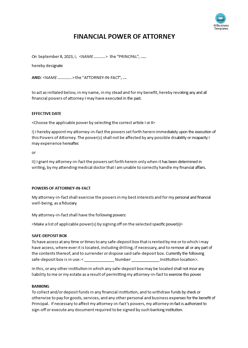 What Does Financial Power Of Attorney Cover