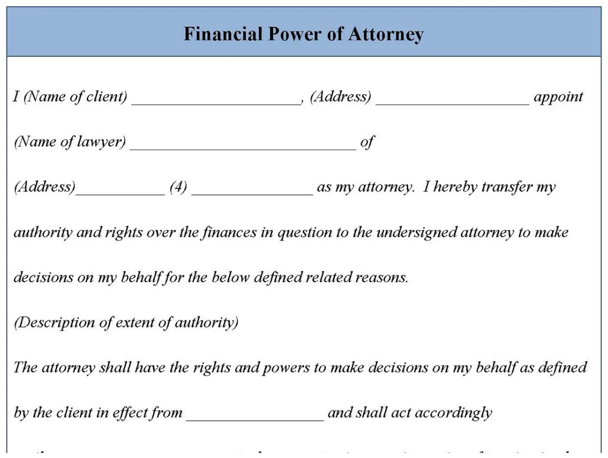 Financial Power of Attorney Form | Editable PDF Forms
