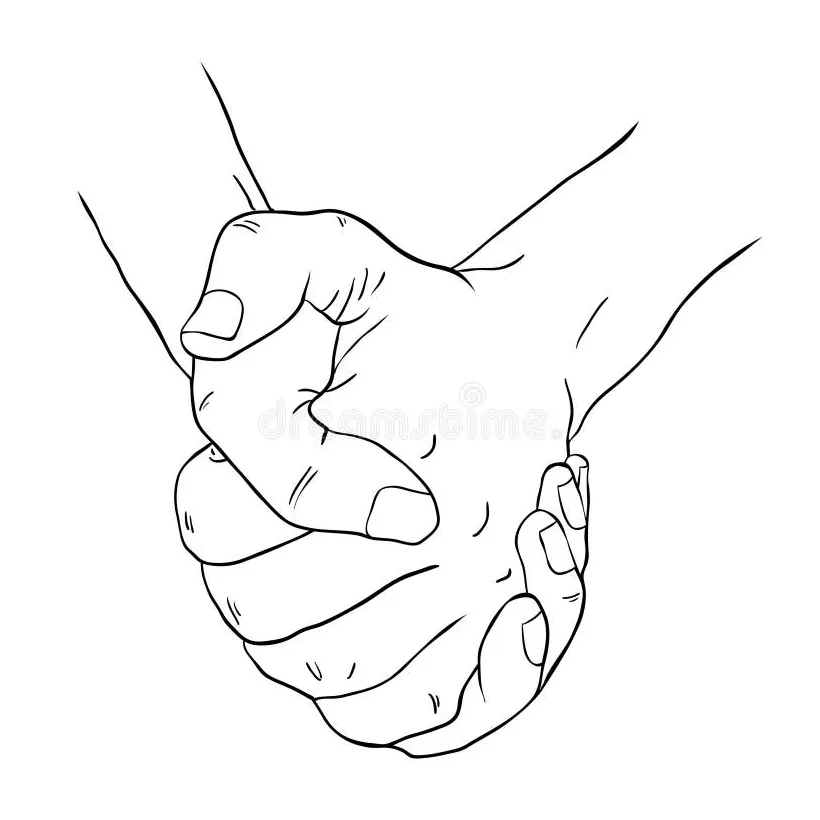 Coloring men`s two hands crossed fingers vector illustration stock