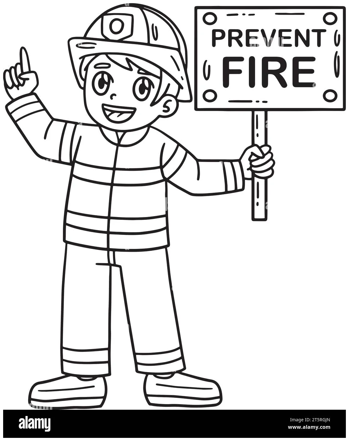 Firefighter Holding a Reminder Isolated Coloring Stock Vector Image