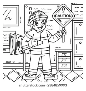 Firefighter Safety Signs Coloring Page Stock Vector (Royalty Free