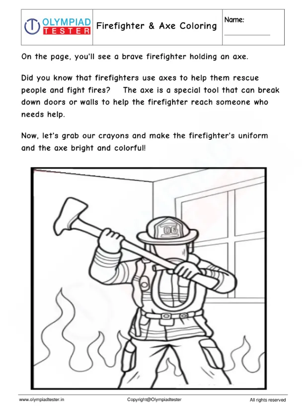 Firefighter & Axe Coloring Adventure for kids | Olympiad tester