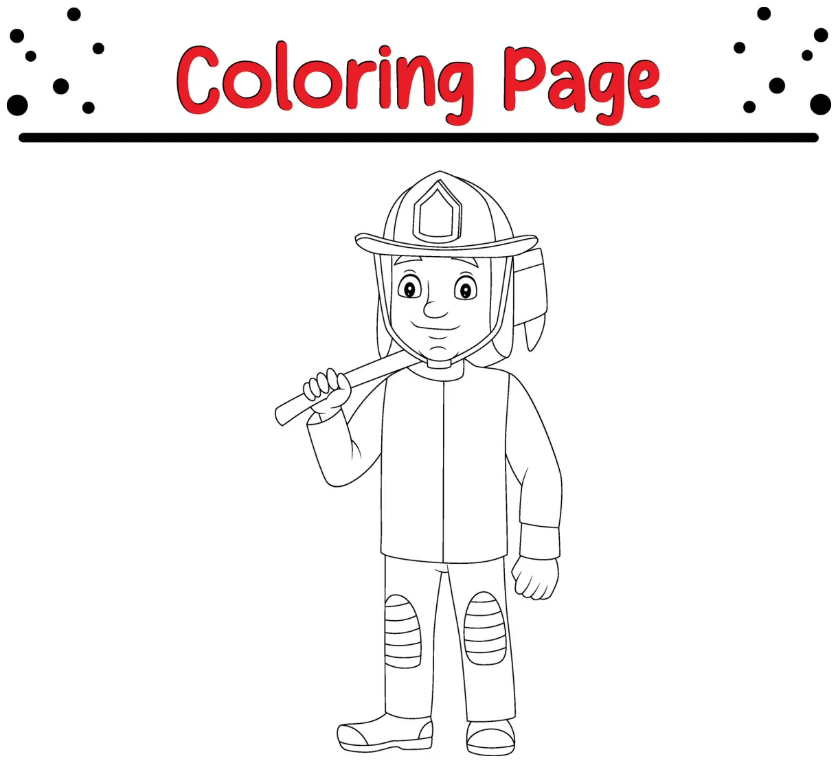 Coloring page firefighter holding axe 35905868 vector art at vecteezy