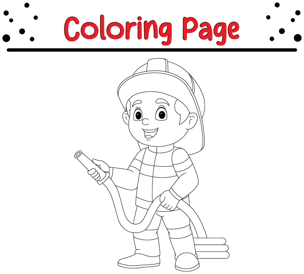 Firefighter holding fire hose coloring page 34897486 vector art at vecteezy